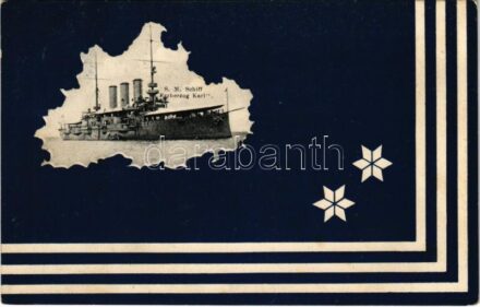 1909 SMS Erzherzog Karl az Osztrák-Magyar Haditengerészet Erzherzog Karl-osztályú pre-dreadnought csatahajója / K.u.K. Kriegsmarine / Austro-Hungarian Navy, Erzherzog Karl-class pre-dreadnought battleship SMS Erzherzog Karl. Guido Costalunga,