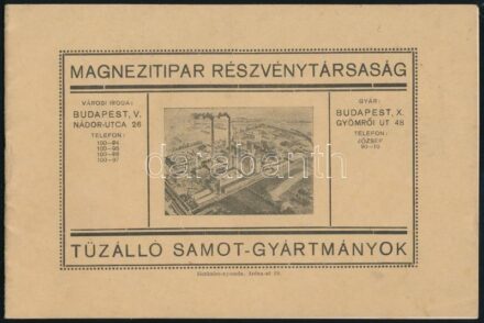 cca 1930 Magnezitipar Részvénytársaság tűzálló samott-gyártmányok, prospektus, 19p