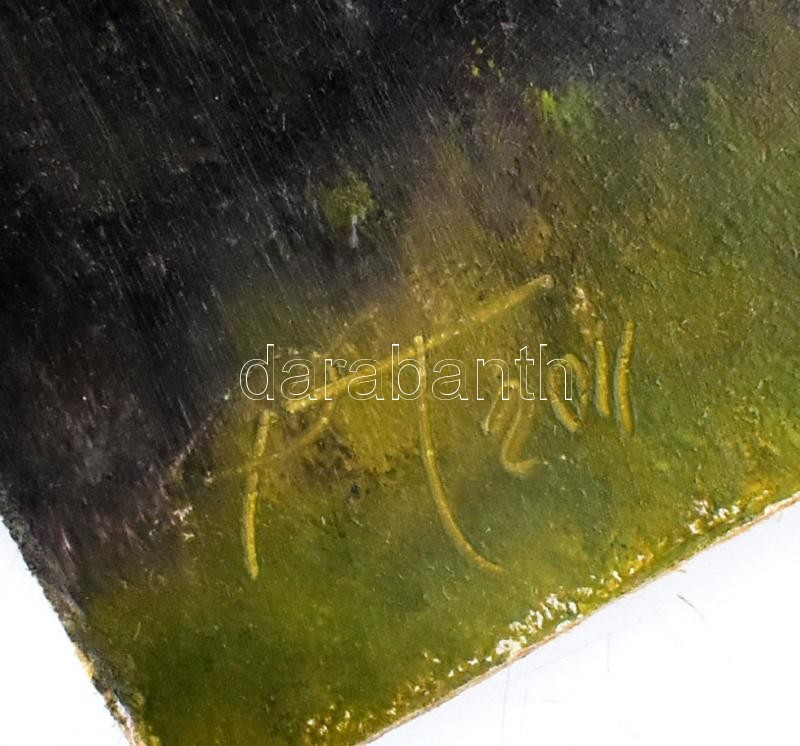 Papp Tünde (1978-): Nyárfás part. Olaj, farost, jelzett, 45×33 cm - Image 2