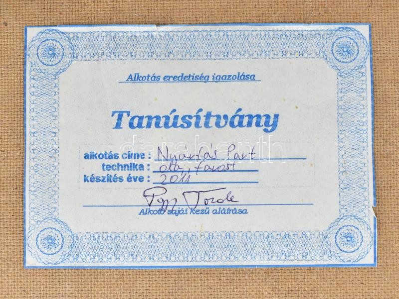 Papp Tünde (1978-): Nyárfás part. Olaj, farost, jelzett, 45×33 cm - Image 3