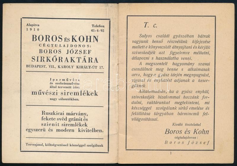 1930 Emlékezés. Judaika halotti emlék könyv 16p. - Image 2