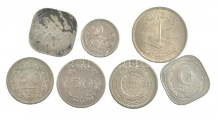 Pakisztán 1948-1950. 2A Cu-Ni (2xklf) + 1964-1977. 25p-1R (5xklf) T:2-3 Pakistan 1948-1950. 2 Annas Cu-Ni (2xdiff) + 1964-1977. 25 Paisa - 1 Rupee (5xdiff) C:XF-F