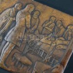 Heks 1923 jelzéssel: Nagy Sándor halála, kalapált rézlemez, fára applikálva, kopott, 21,5x28cm - Image 2
