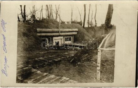 1916 Osztrák magyar álcázott állás / WWI K.u.k. military camouflaged post. photo + 'Kmdo. des k.u.k. Infanterieregiments Nr. 68.'