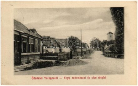 1912 Tornyos, Turna, Trencianska Turná; Fogyasztási szövetkezet és utca részlet, vendéglő / cooperative shop, street view, inn, restaurant (EK)