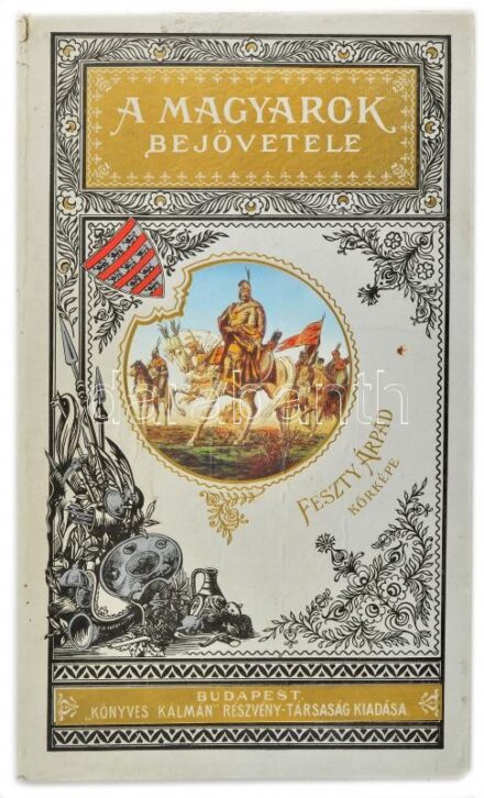 Szűcs Árpád: A magyarok bejövetele. Feszty Árpád körképe. Bp., [1989], Háttér Kft. A körkép kihajtható, Az eredeti facsimile kiadás reprintje. Gazdagon díszített műbőr kötésben, szép állapotban.