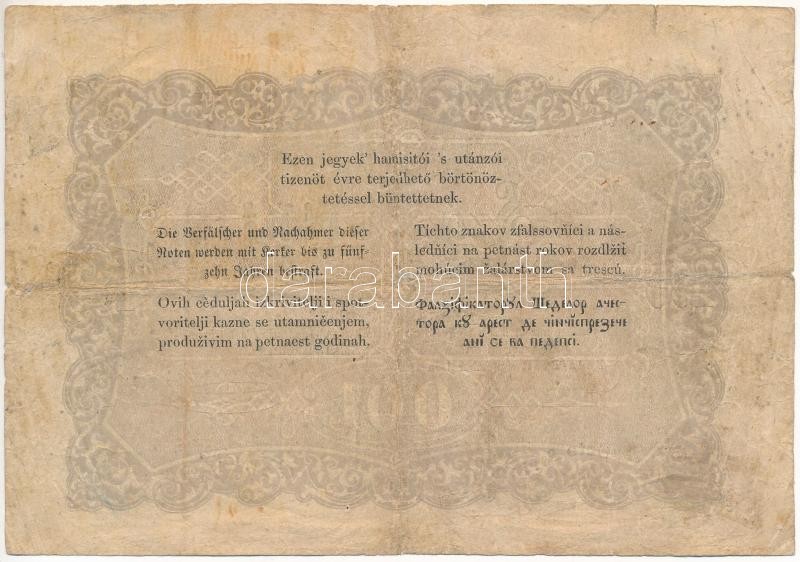 1848. 100Ft 'Kossuth bankó' '94383' sorszámmal T:III- kis lyukak, elvékonyodott papír Hungary 1848. 100Ft 'Kossuth banknote' with '94383' serial number C:VG small holes, thinned paper in places Adamo G114 - Image 2