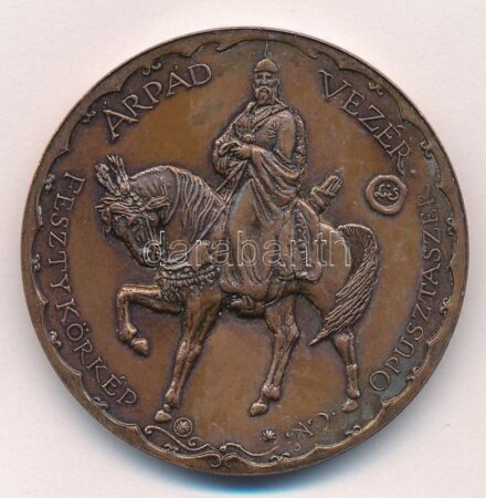 DN 'Árpád vezér - Feszty körkép Ópusztaszer' egyoldalas Br emlékérem. Szign.: LS (42,5mm) T:1 patina