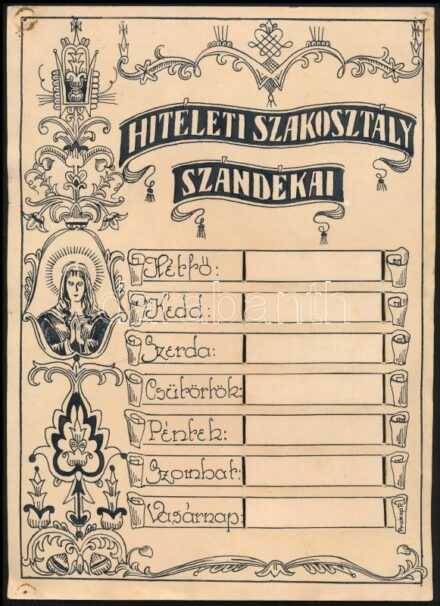 Prokop Péter (1919-2003): Hitéleti szakosztály szándékai (Kalocsai Papnevelő Intézet), 1940 körül. Tus, papír, jelezve jobbra lent, kissé foltos. 29×21 cm