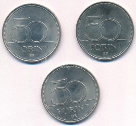 1993. 50Ft Cu-Ni évgyűrű hiányzik! + 1994. 50Ft Cu-Ni + 1995. 50Ft Cu-Ni T:1,1- Adamo F11
