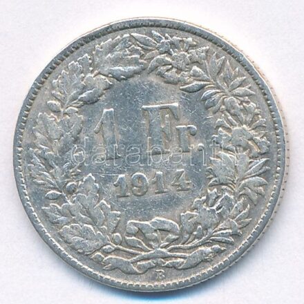 Svájc 1914B 1Fr Ag T:3 patina Switzerland 1914B 1 Franc Ag C:F patina Krause KM#24