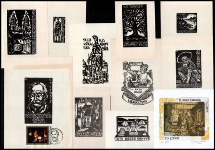 14 db klf magyar ex libris, + 1 db nemzetközi ex libris kiállítás katalógus 2019