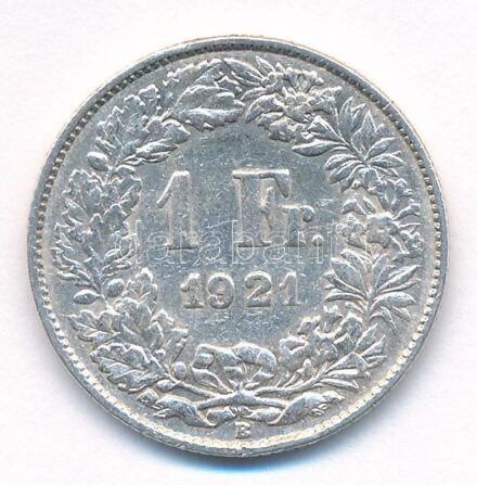 Svájc 1921B 1Fr Ag T:2-,3 Switzerland 1921B 1 Franc Ag C:VF,F Krause KM#24