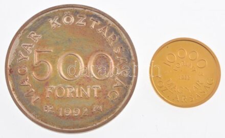 1992. 500Ft Ag 'Károly Róbert' + 10.000Ft Au 'Károly Róbert' dísztokban tanúsítvánnyal (7g/0.986) T:1 (eredetileg PP) Hungary 1992. 500 Forint Ag 'Róbert Károly' + 10.000 Forint Au 'Róbert Károly' in case with certificate (7g/0.986)