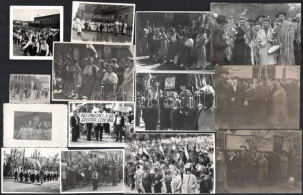cca 1950-1960 14 db fénykép felvonulásokról klf méretben