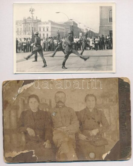 cca 1910-1960 4 db katonákat ábrázoló fotó, egy sérült