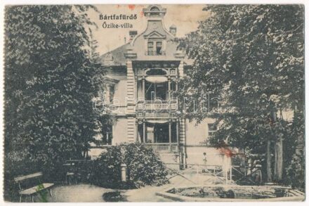 Bártfafürdő, Bardejovské Kúpele, Bardiov, Bardejov; Őzike villa. Rosenfeld Salamon kiadása / villa (ázott / wet damage)