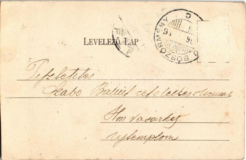 1906 Hajdúböszörmény, Kálvin téri református templom. Szabó Ferenc kiadása (vágott / cut) - Image 2