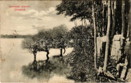 1914 Dömsöd, Duna-parti részlet, hölgyek (Rb)