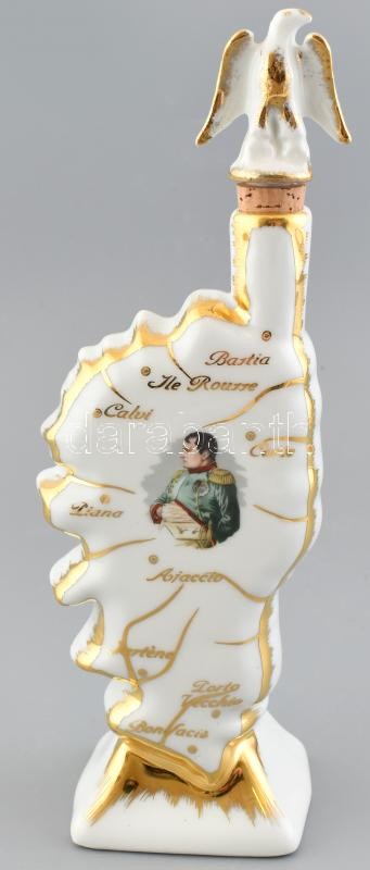Likőrös palack, porcelán, Napóleon képmásával díszítve, matricás, jelzés nélkül, opásnyomokkal, m:28cm