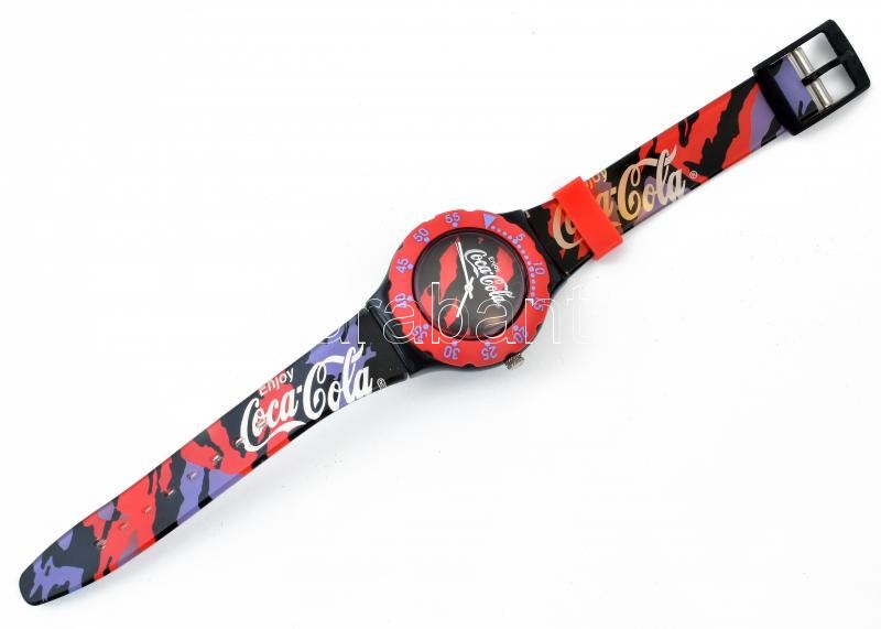 Coca Cola quartz karóra műanyag szíjjal, elemcsere szükséges, d:37mm - Image 2