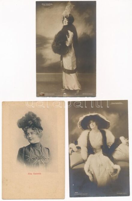 Elsa Galafrés - 3 db régi képeslap / 3 pre-1945 postcards