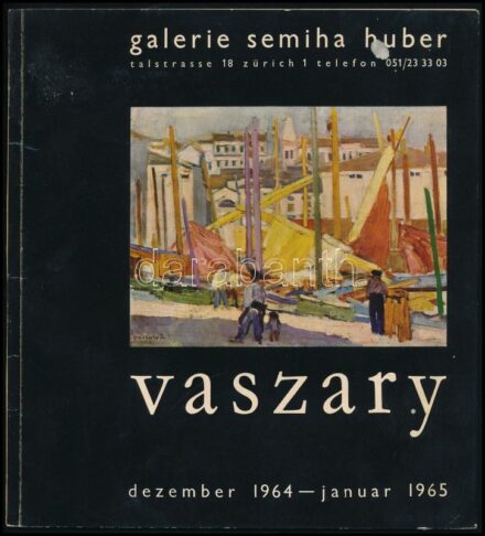 2 db kiállítási katalógus: Vaszary. Galerie Semiha Huber, Zürich, 1964-65. Vaszary János műveinek reprodukcióival illusztrált. Kiadói papírkötés, kissé kopott borítóval. + Domanovszky Endre, 1959, Műcsarnok.