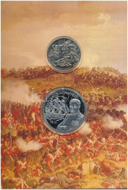 Hollandia DN 'Waterloo' alpakka emlékérem + Szent Ilona 2002. 50P Cu-Ni 'Szent Ilona 500 éves / Bonaparte Napóleon'. 2db-os holland szett 'Napóleon felemelkedése és bukása' tokban T:PP Netherlands ND 'Waterloo' alpacca medallion + St.