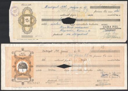 cca 1947-48, 4 db váltó, hátoldalán okmánybélyegekkel