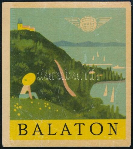 cca 1960 Balaton IBUSZ retro bőröndcímke