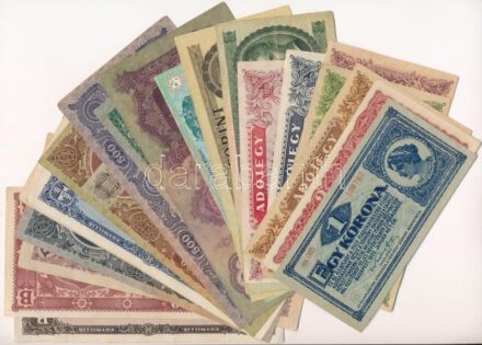 1920-1998. 20xklf bankjegytétel, közte 1946. 100.000BP + 1.000.000BP + 5xklf Adópengő + 1998. 200Ft T:II-III-