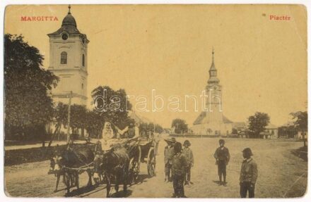 1906 Margitta, Marghita; Piac tér, templomok. Henger Victor kiadása 2232. (W.L.?) / market square, churches (EK)