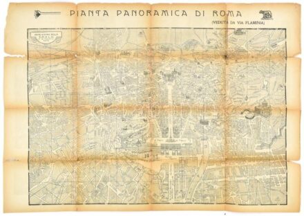 Pianta panoramica di Roma, térkép szakadásokkal, 47,5×68 cm