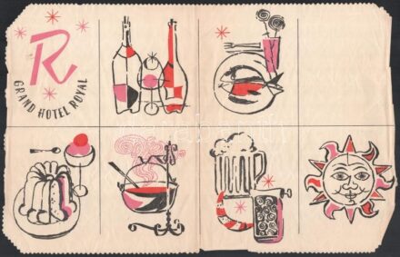 cca 1960 Grand Hotel Royal étkezési alátét 39x26 cm