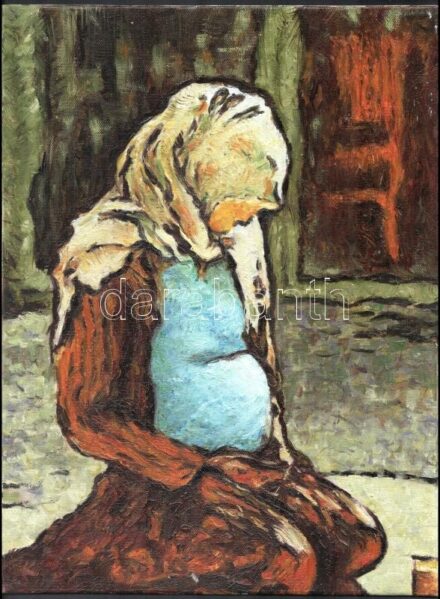 Jelzés nélkül: Bánat, olaj, kasírozott vászon, 40×30 cm