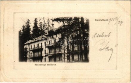 1902 Bártfafürdő, Bardejovské Kúpele, Bardiov, Bardejov; Széchenyi szálloda. Salgó Mór kiadása / hotel (EK)