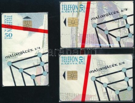 1994 Malomjáték telefonkártya, 3 klf használatlan