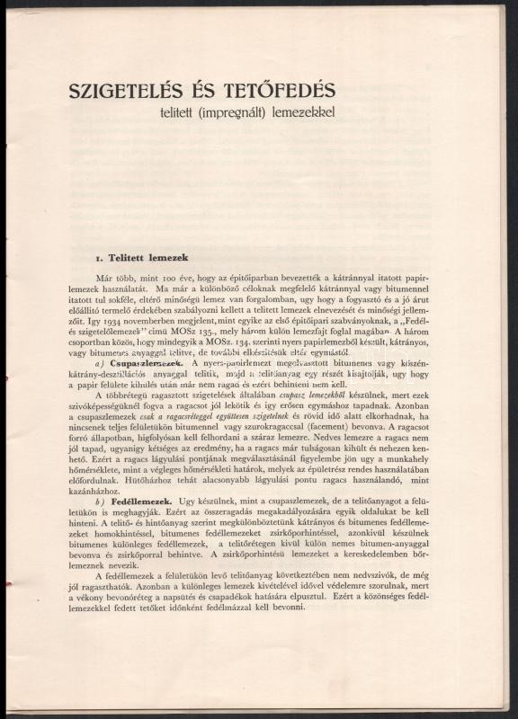 cca 1940 Szigetelés és tetőfedés szakmai ismertető. Kiadó Globus, Vadász Jenő 16p. illusztrált borítóval - Image 2