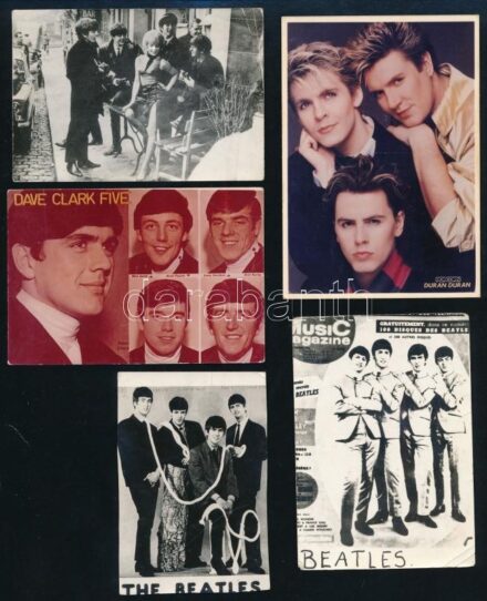 5 db külföldi pop fotó, Beatles, stb 9x6 cm