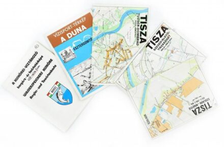 5 db vízi sport és város térkép Duna, Tisza, Esztergom, Szolnok, Kiskörei víztározó horgász térkép stb cca 1970
