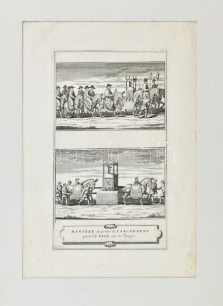 1778 A Pápa utazó konvoja. Diderot D'Alembert természettudományi művéből származó rézmetszet 34x21 cm Paszpartuban