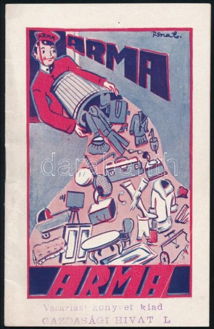 cca 1930 Arma termelési és vásárlási szövetkezet vásárlási könyv 32p.