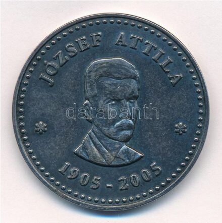 DN 'József Attila 1905-2005' fém emlékérem (42,5mm) T:1-