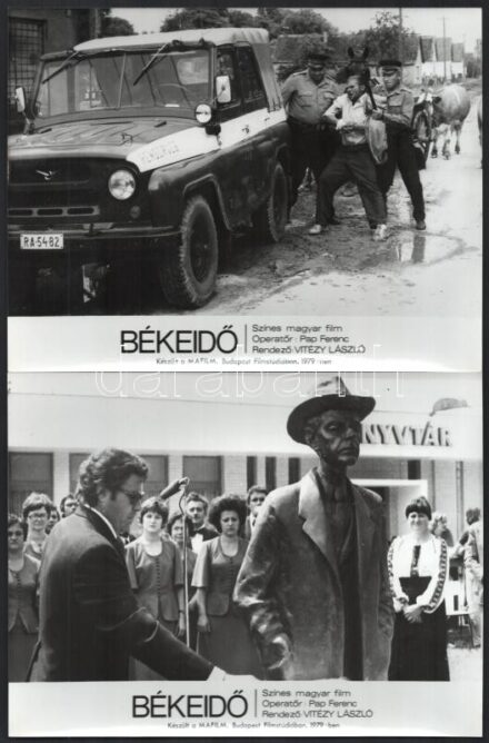 1979 ,,Békeidő' című magyar film jelenetei és szereplői, 13 db vintage produkciós filmfotó, 18x24 cm