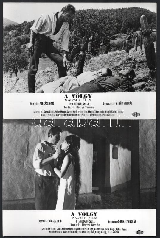1968 ,,A völgy' című magyar film jelenetei és szereplői, 13 db vintage produkciós filmfotó, 18x24 cm
