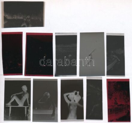 cca 1988 előtti aktok, ,,még éppen rajta volt a film végén' felvételek, ebből ered a negatívok nem szokványos mérete, de a lényeg mindenhol látszik, Menesdorfer Lajos (1941-2005) budapesti fotóművész hagyatékából, 11 db vintage