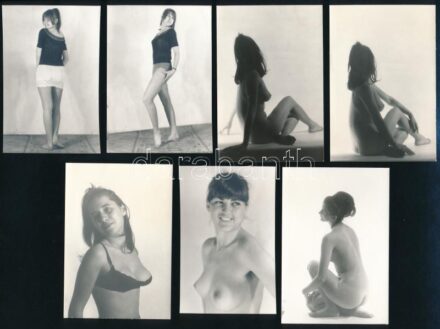 cca 1978 Marinkay István (1920-?) veszprémi fotóművész hagyatékából 13 db vintage fotó, az aktfényképezés műfajából, 9x6 cm