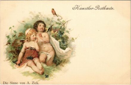 Künstler-Postkarte 'Die Sinne' von A. Zick. litho