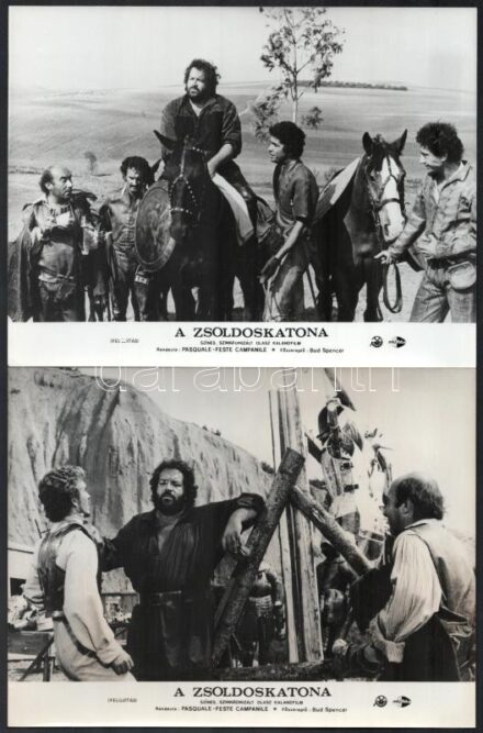 1976 Bud Spencer olasz színész ,,A zsoldoskatona' című olasz filmben, 10 db vintage produkciós filmfotó, 18x24 cm