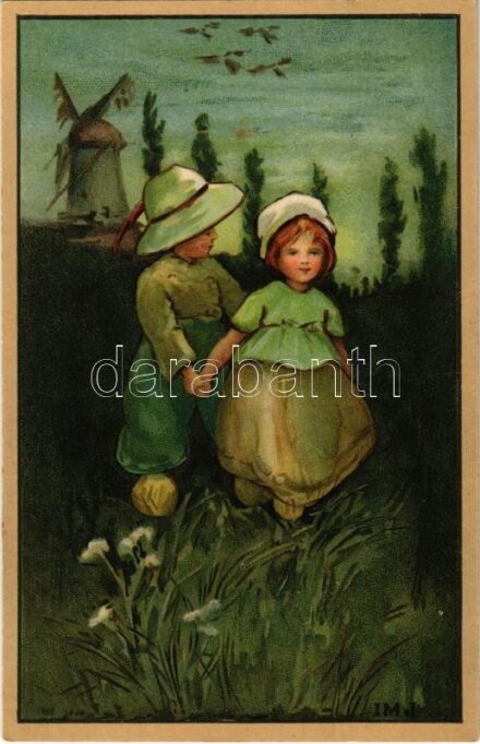 Children art postcard, couple. M. M. Nr. 589. litho (fl)
